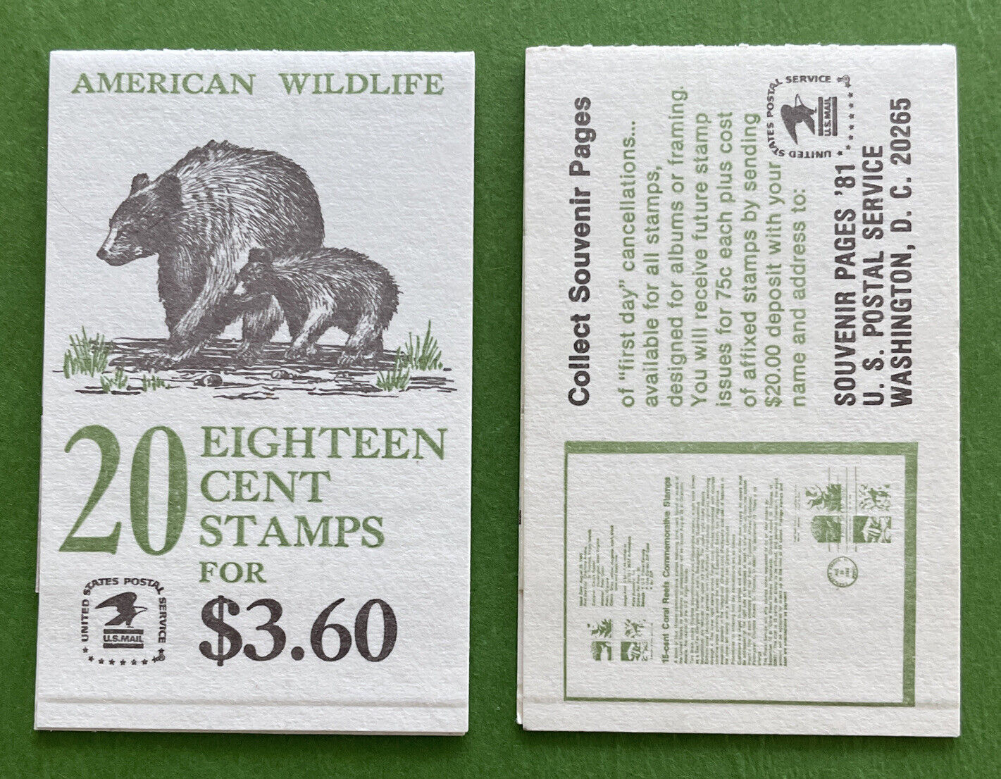 Bk137 American Wildlife  (1889a) Booklet Of 20 Us 18¢ Stamps Mnh 1981