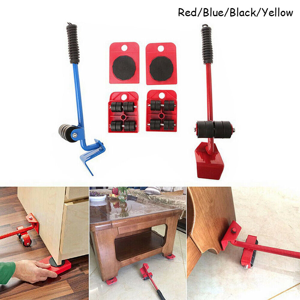 Heavy Furniture Mover Lifter Easy Slides Transport Set Lifting Duty Tool 5 Pcs