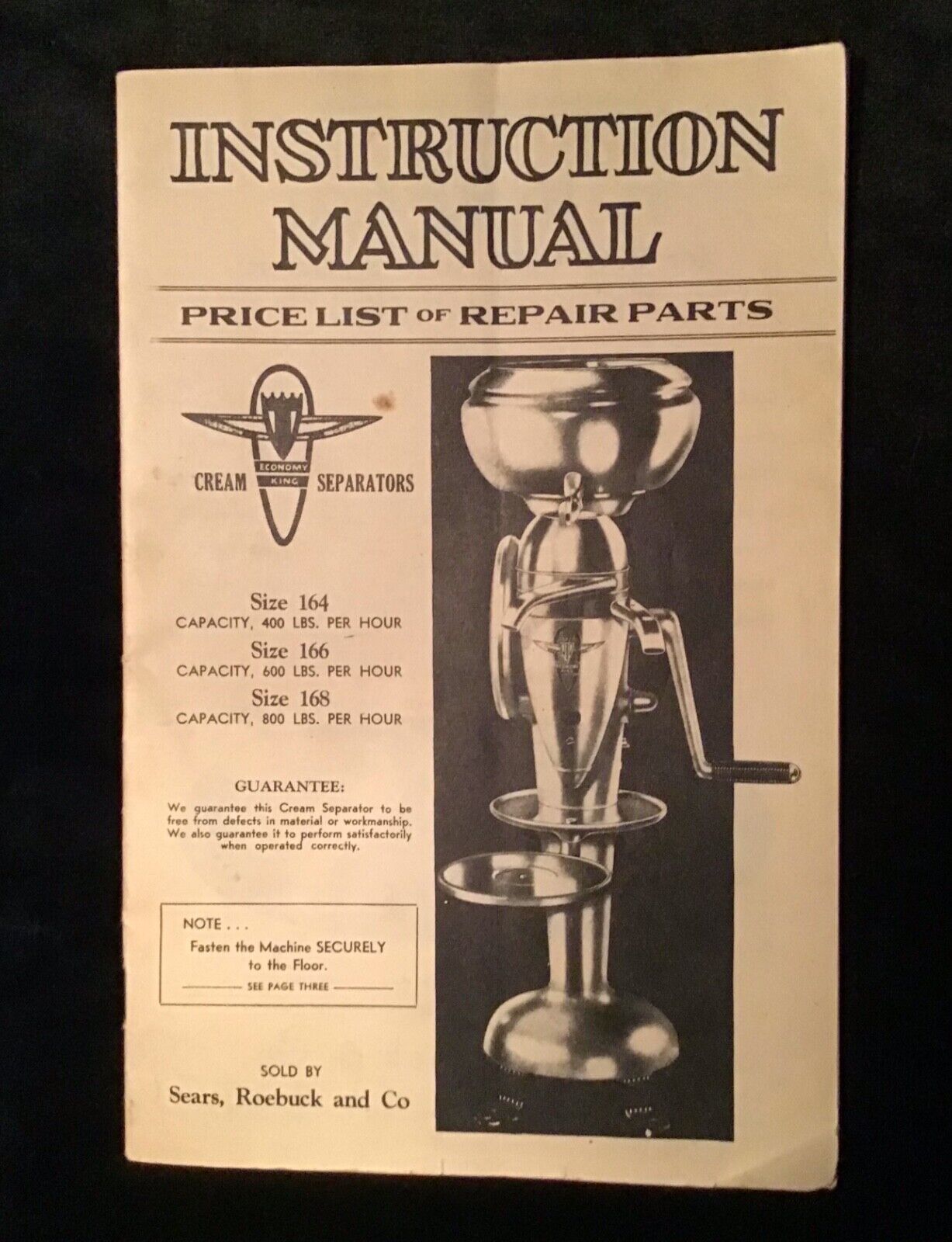1936 Cream Separator Instructional Manual, Sears Roebuck, Plus Bonus