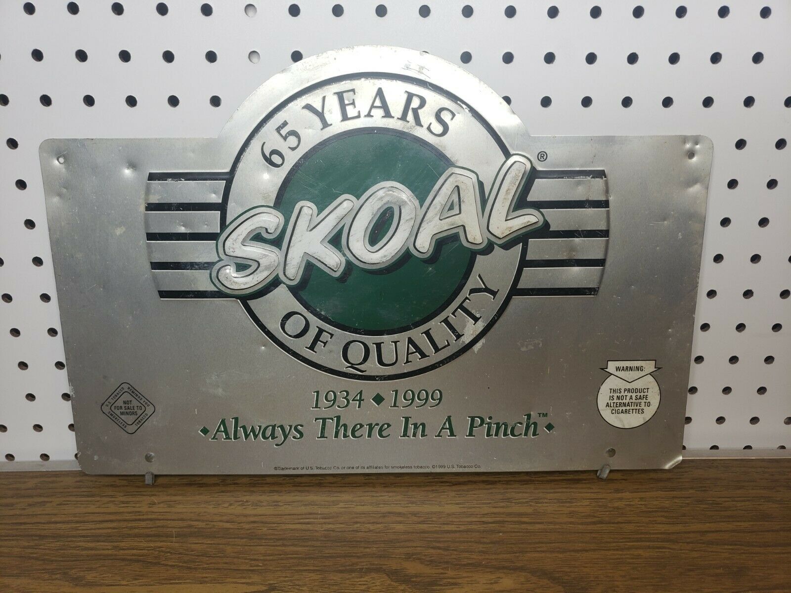 Vintage Original 1999 Skoal  65 Years Of Quality Store Advertisement Metal Sign