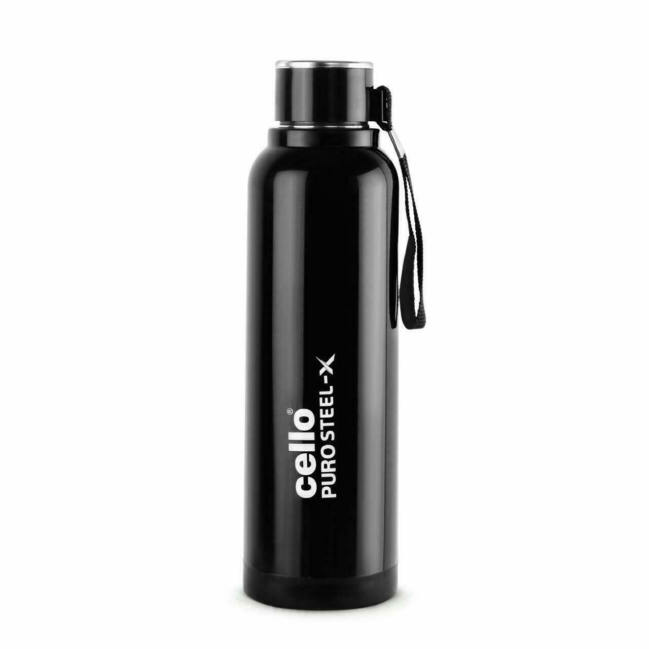 Drinkware Inner Steel Outer Plastic With Pu Insulation Water Bottle 900 Ml Black