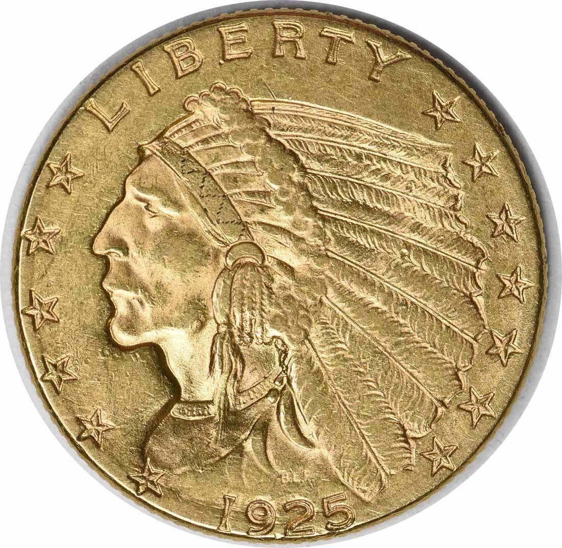 1925-d $2.50 Gold Indian Au Slider Uncertified  #147