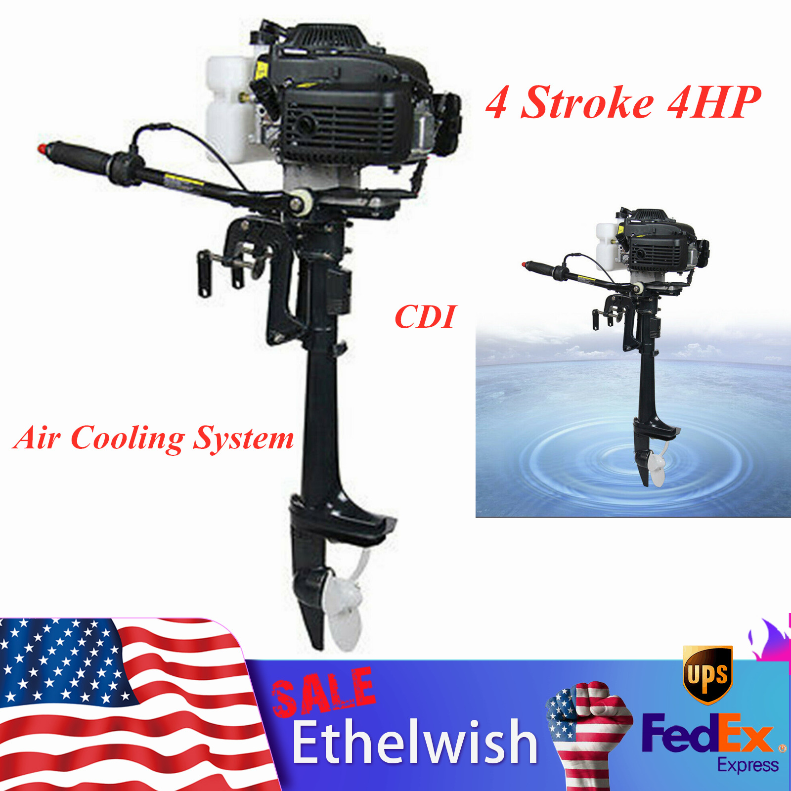 4 Hp 4 Stroke Outboard Motor Engine Air Cooling Cdi Fishing Boat Clutch Control