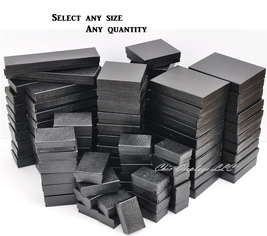 Black Cotton Filled Jewelry Boxes Black Gift Boxes For Jewelry Lot 20~50~100~500