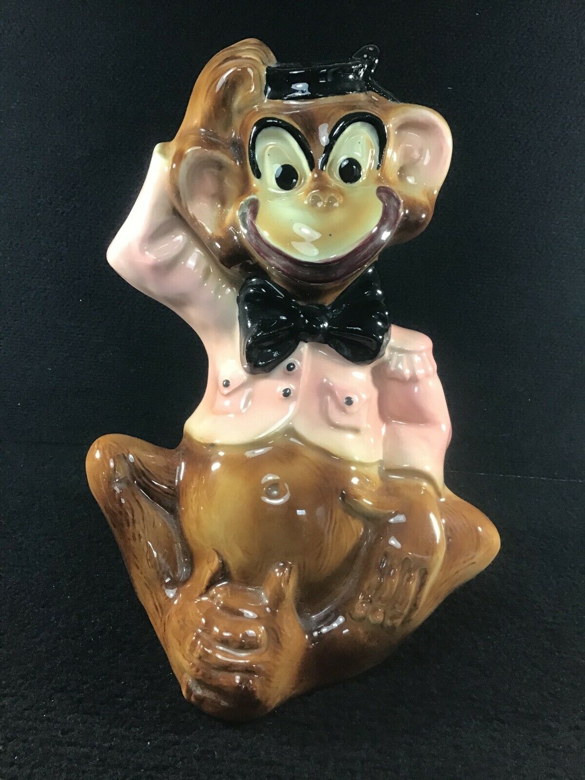 Vintage 1950's © C. Miller Glazed Ceramic Organ Grinder Belhop Monkey Piggy Bank