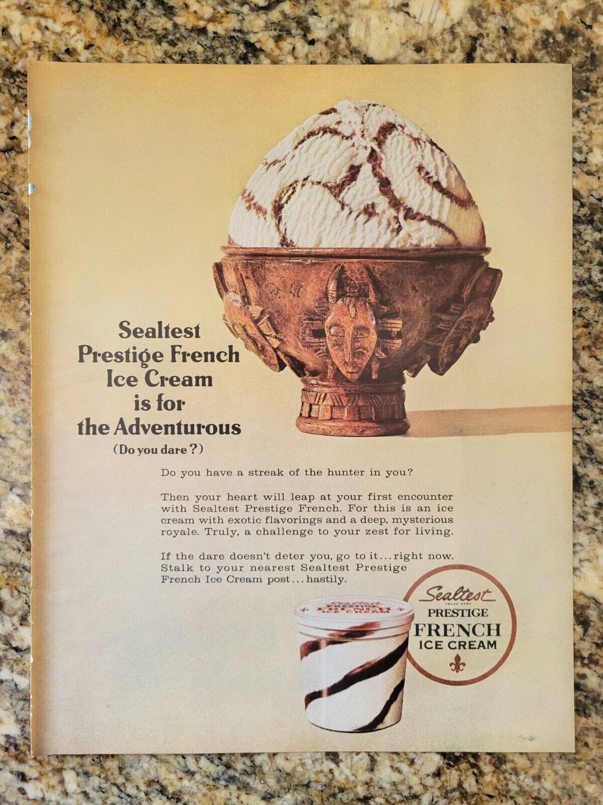 1965 Sealtest Prestige French Ice Cream Ad-it's For The Adventurous-do You Dare?