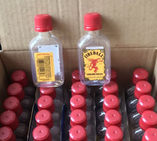 Lot 50 Fireball Mini Flask Liquor Bottles 50ml Empty Used Whiskey Crafts