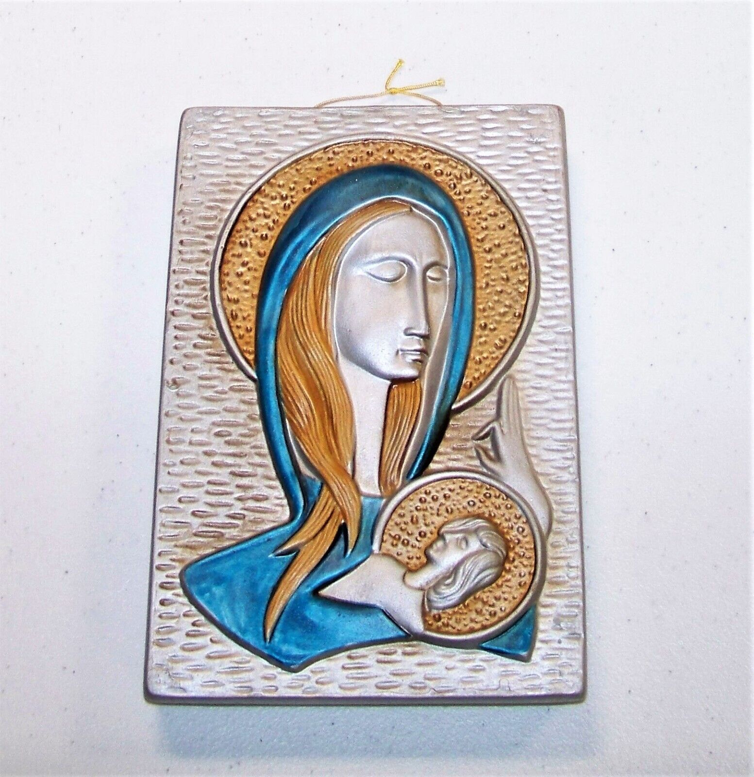 Vintage Virgin Mary Madonna & Baby Jesus Wall Plaque Old Religious Beautiful