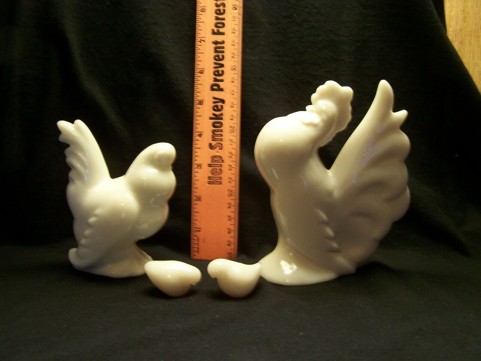 Heisey By Imperial Milk Glass Rooster Hen And 2 Chicks Set