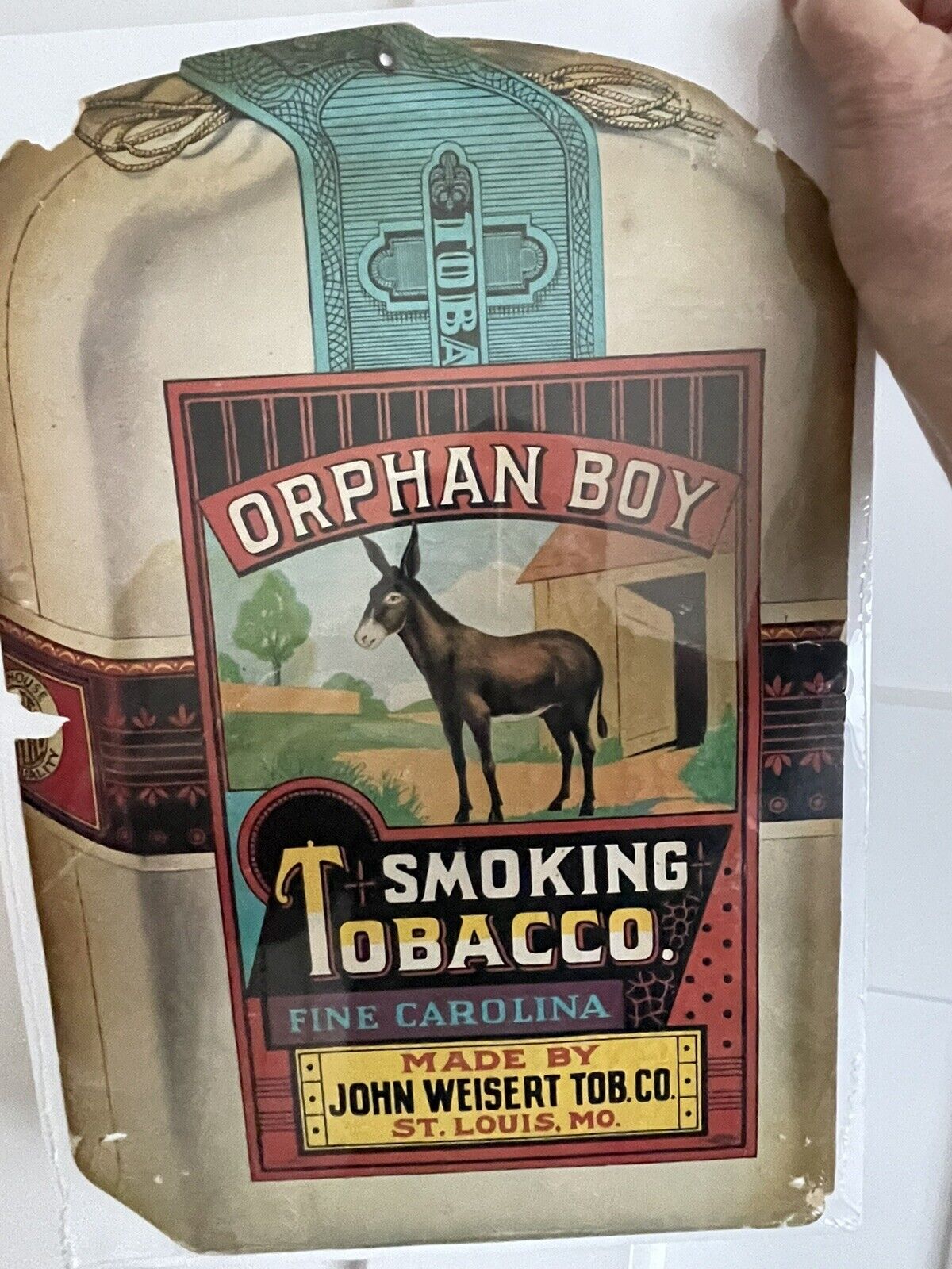 Smoking Tobacco Orphan Boy Original Advertising Hanging Store Display Sign