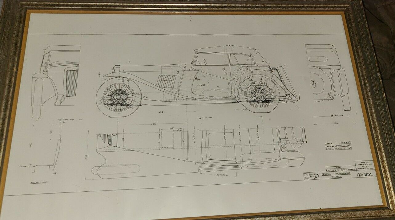 Drawing Roadster Mg Tc 10hp Two Seater