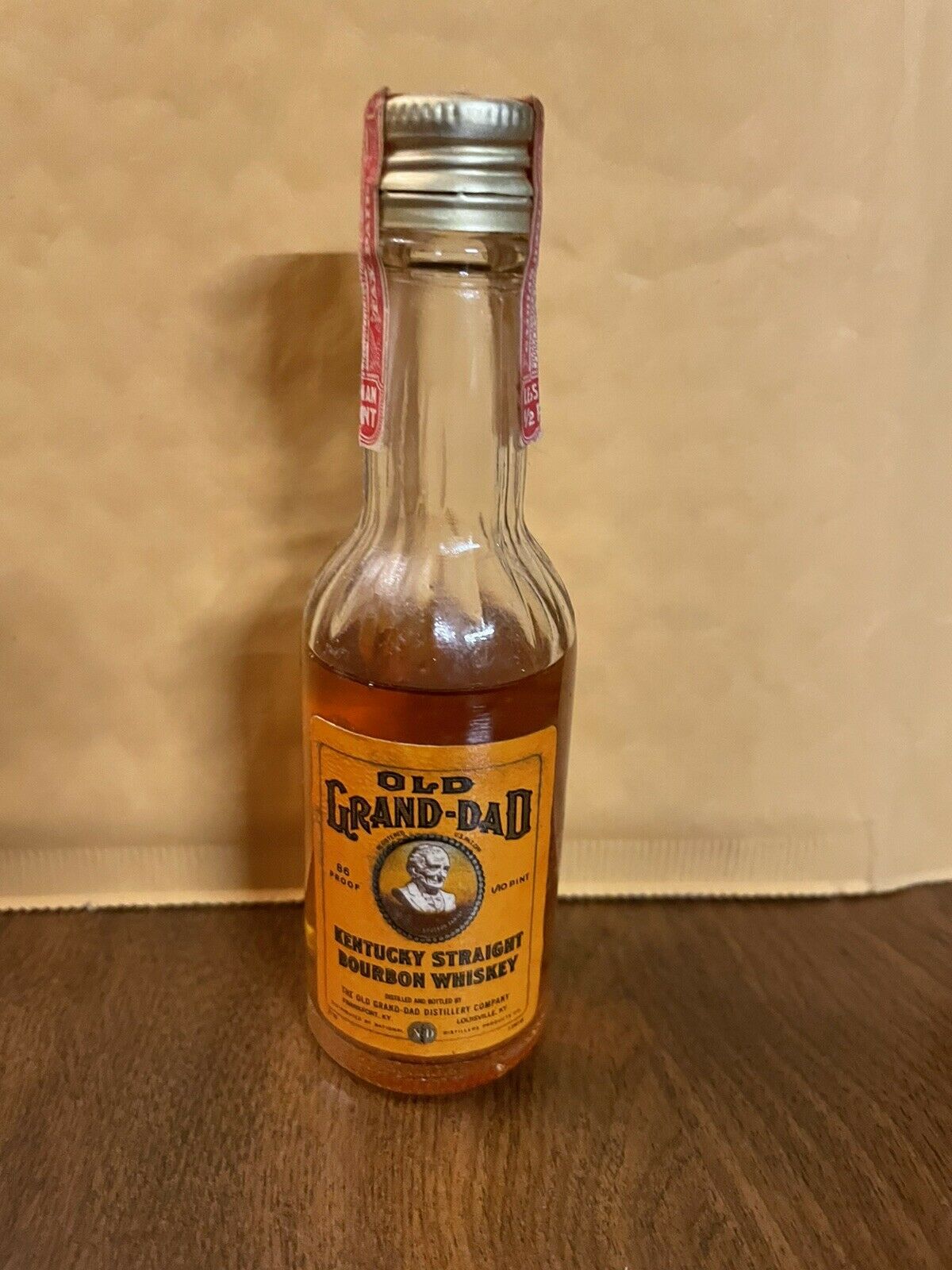 Old Grand Dad Minature Whiskey Bottle Seal Intact