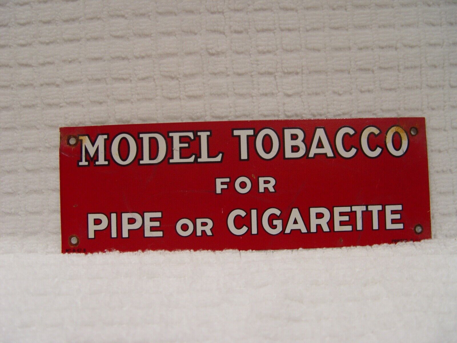 Model Tobacco For Pipe Or Cigarette Painted Tin Tacker Tiny Advertising Sign