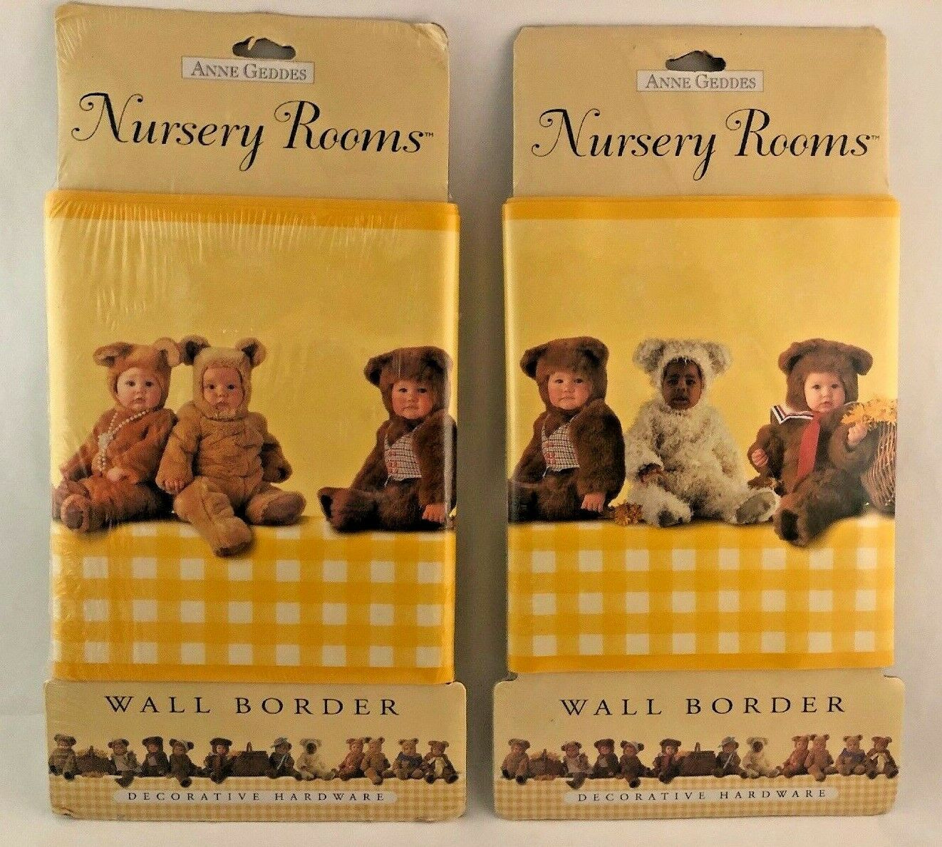 2 Vintage Anne Geddes Wallpaper Border Nursery Teddy Bears Yellow 15 Ft Each