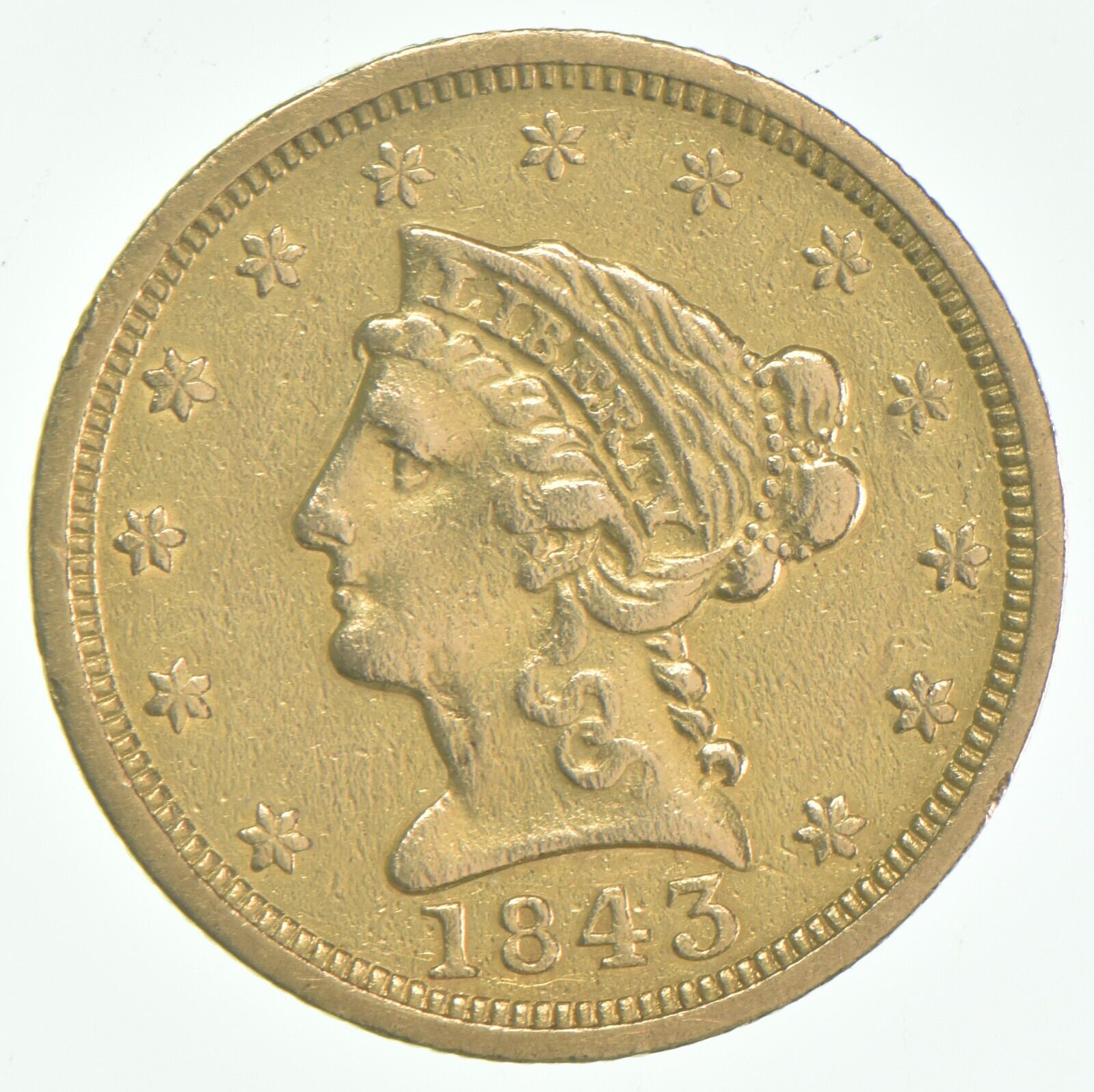 1843 $2.50 Liberty Head Gold Quarter Eagle *1826