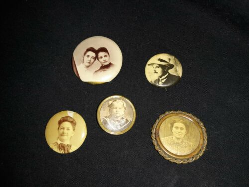 Antique Victorian Mourning Photo Pins