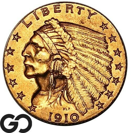 1910 Quarter Eagle, $2.5 Gold Indian, Bu++ ** Free Shipping!