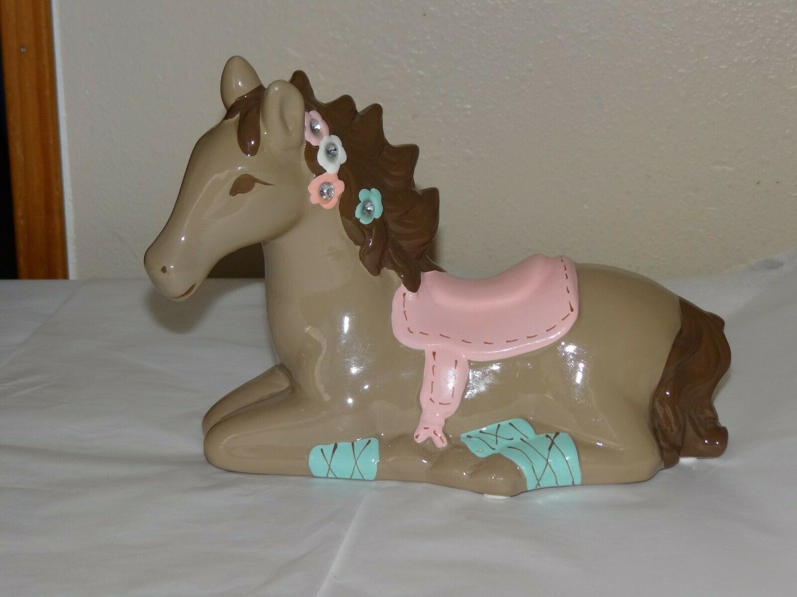 New Circo Pretty Horses Pink Ponies Figural Piggy Bank Target 2014 Rhinestones