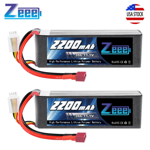 2x Zeee 2200mah 35c 11.1v 3s Lipo Battery Deans For Rc Helicopter Airplane Car