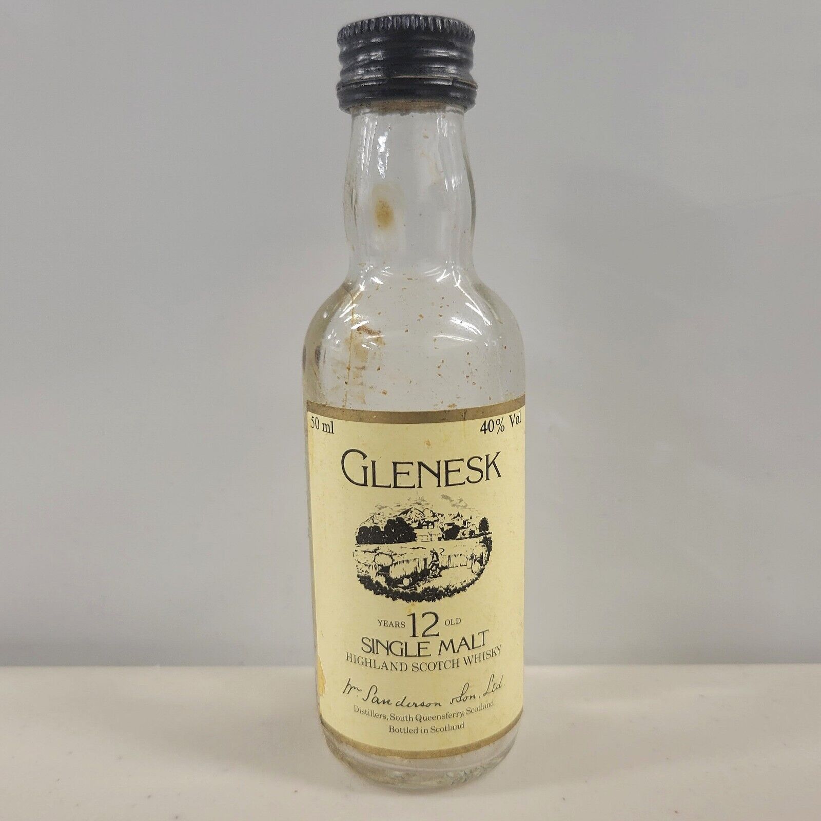 Vintage Glenesk Miniature Scotch Whisky Bottle Single Malt Whiskey Liquor Empty