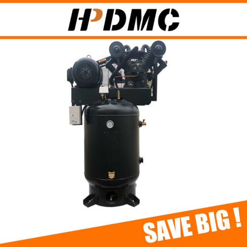 Industrial 10hp Two-stage Reciprocating Air Compressor Asme 80 Gal Tank 28cfm