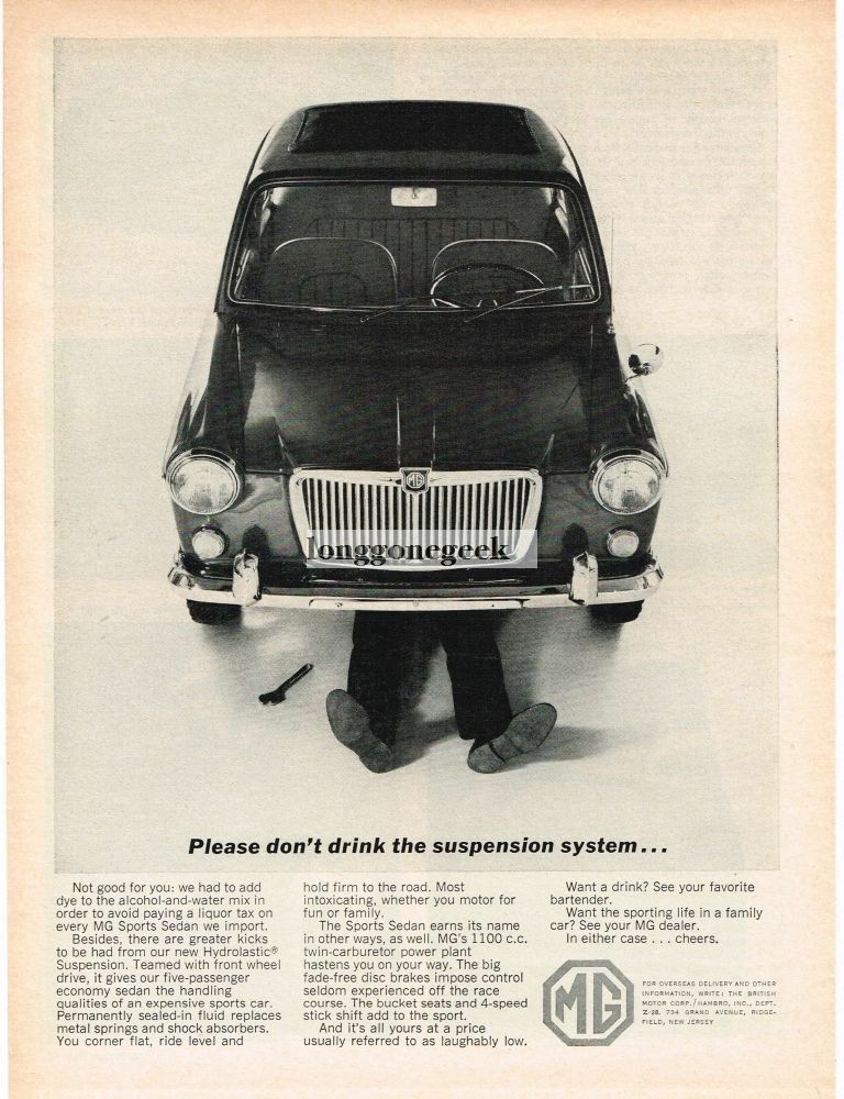 1965 Mg Sports Sedan Vintage Ad