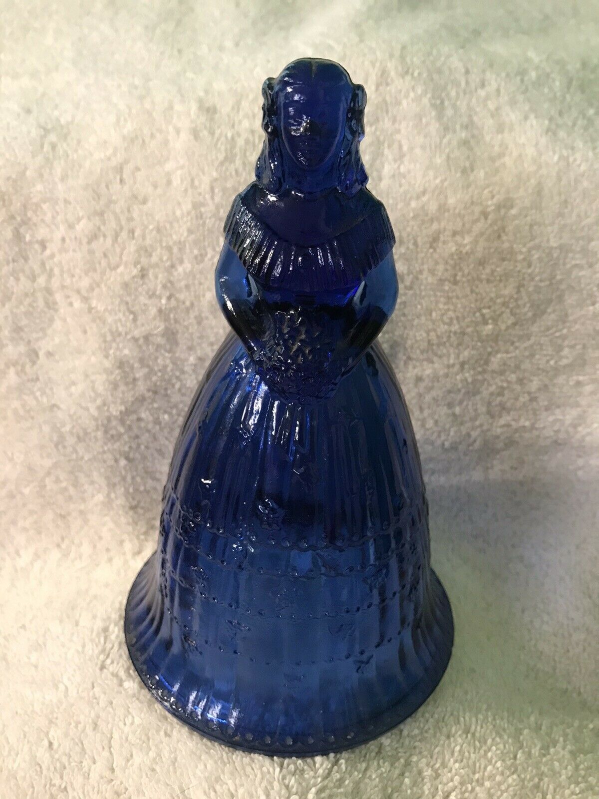 Vintage Cobalt Blue Figural Victorial Bride 6.5” Bell~estate