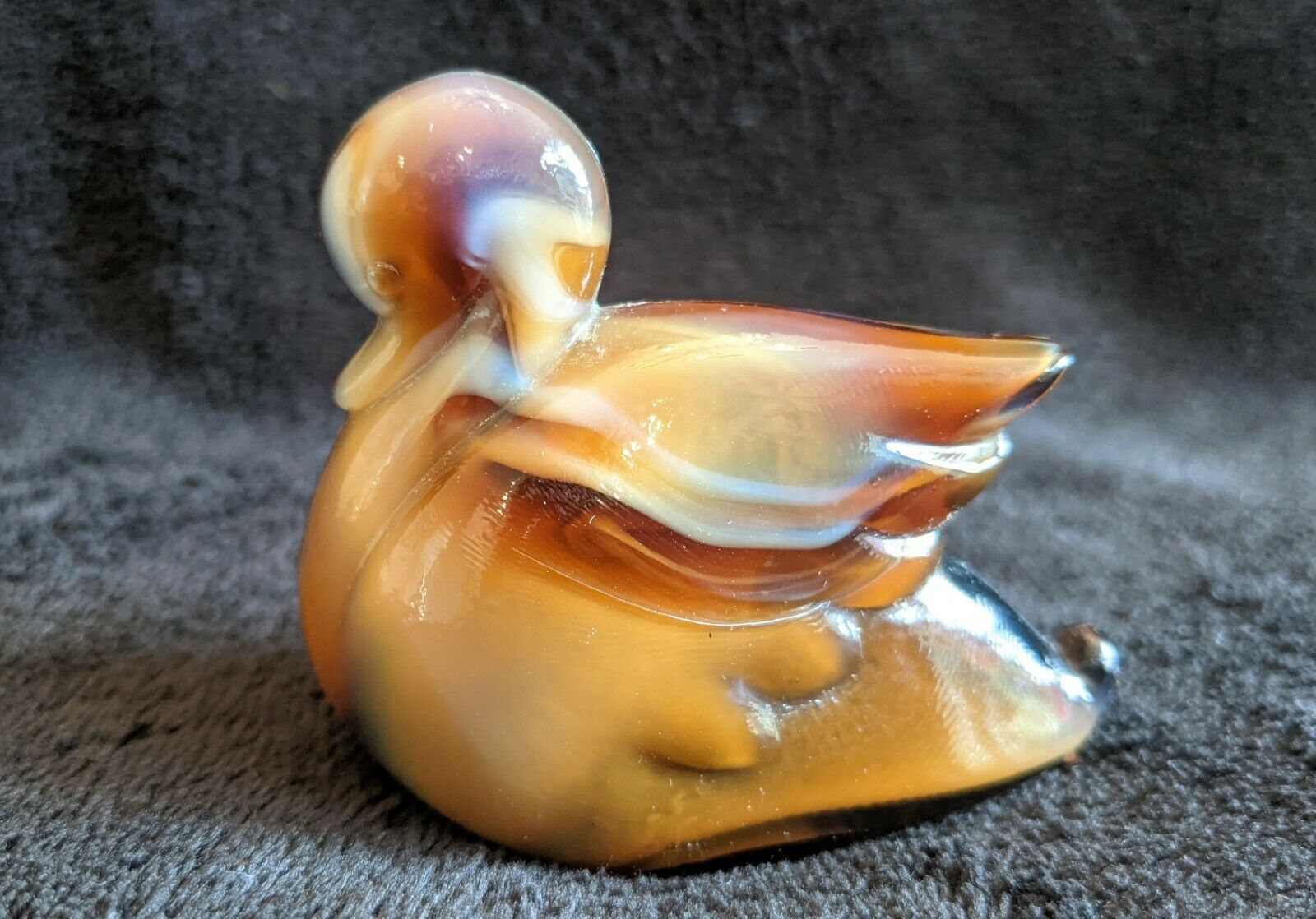 Heisey By Imperial Cygnet "baby Swan" Caramel Slag Glass Animal Duck Bird