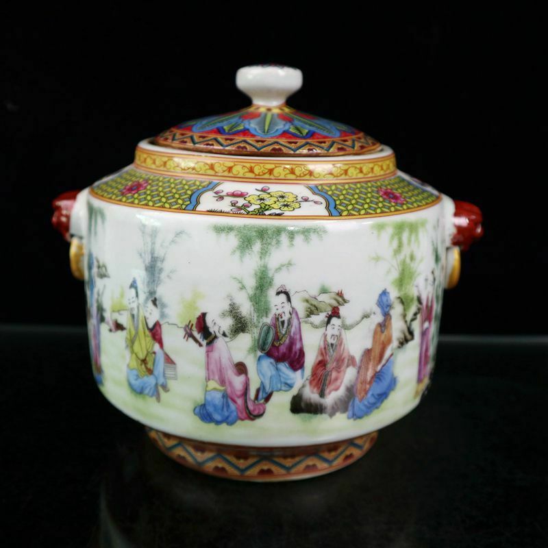 8.4'' China Antique Pot Five-colored Porcelain Pot Tank Old Pottery