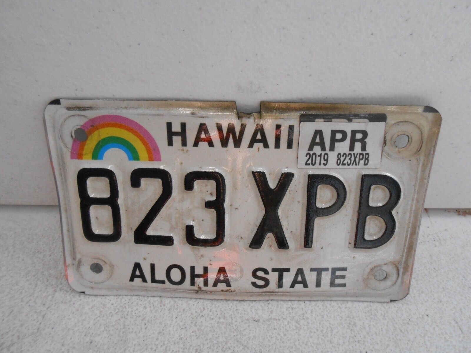 Hawaii Aloha State Motorcycle Moped Scooter License Plate 823 Xpb April 2019