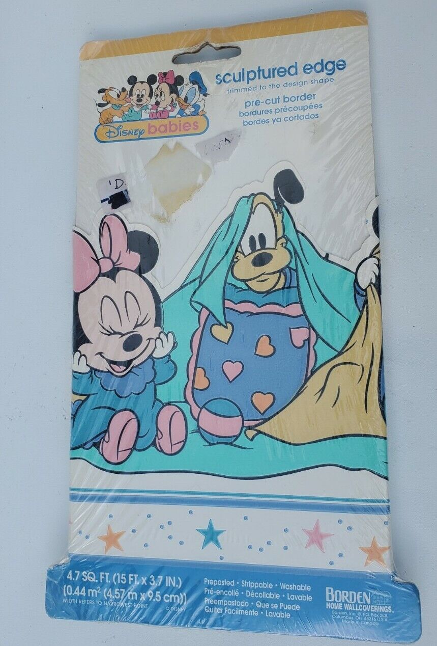 Vtg Disney Babies Nursery Decorative Wall Border Mickey Mouse Minnie Pre Cut