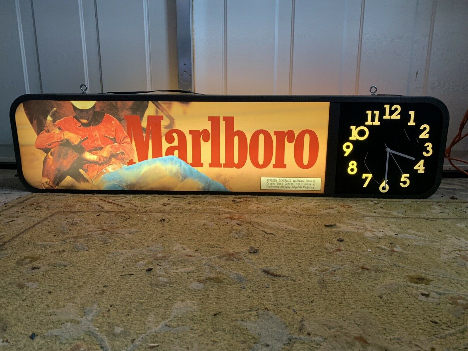 Vintage Marlboro  Light Up Hanging￼ Store Bar Sign  Double Sided With Clocks