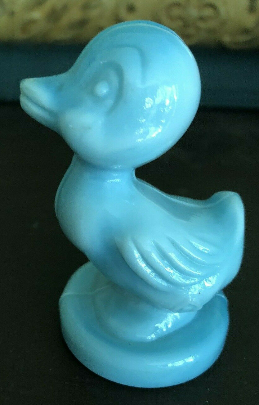 Turquoise  Blue Slag Glass Duck By Maker Boyd