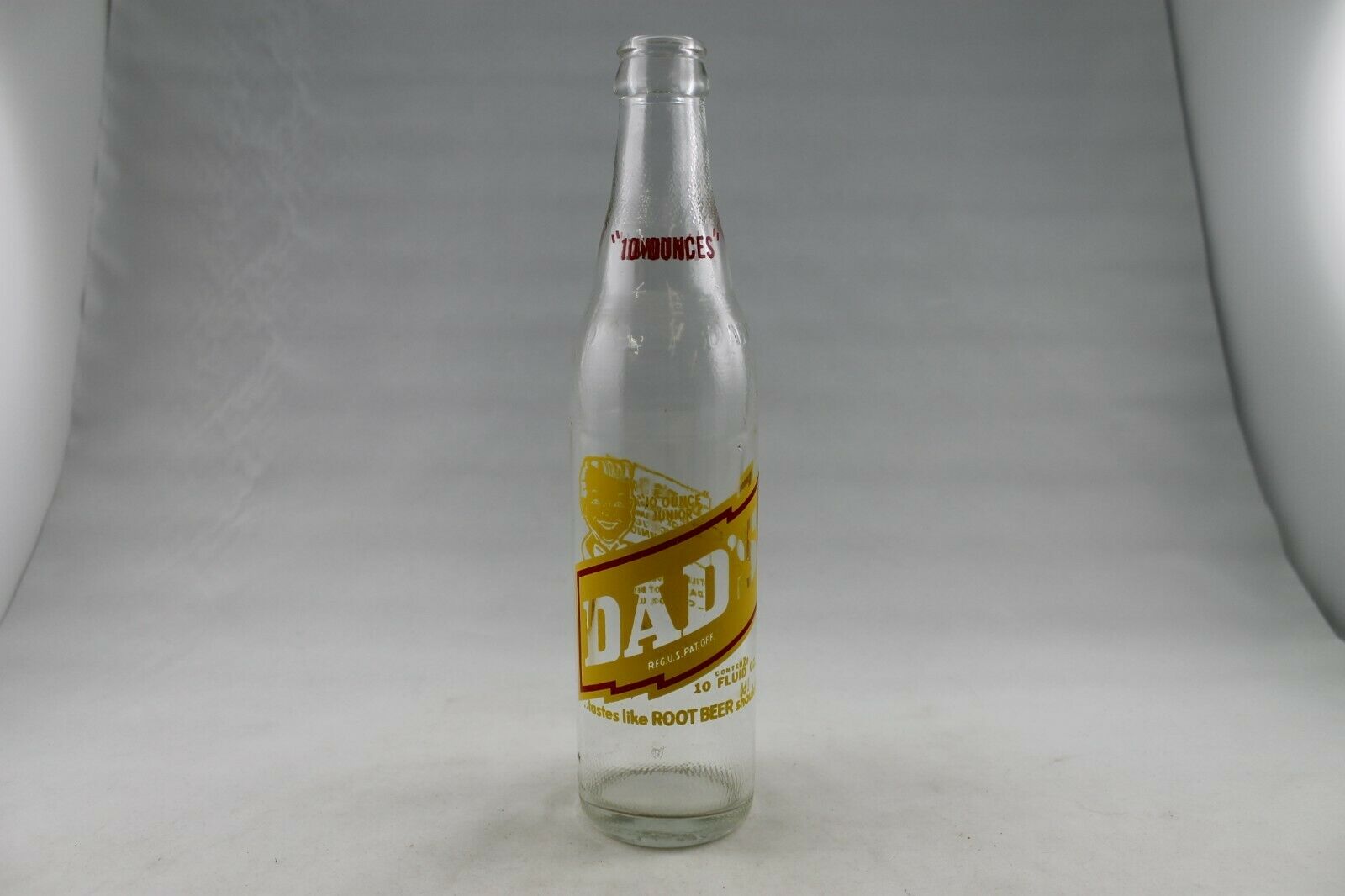 Vintage Dad's Root Beer "10 Ounce Junior" Clear Glass Bottle Chicago, Usa