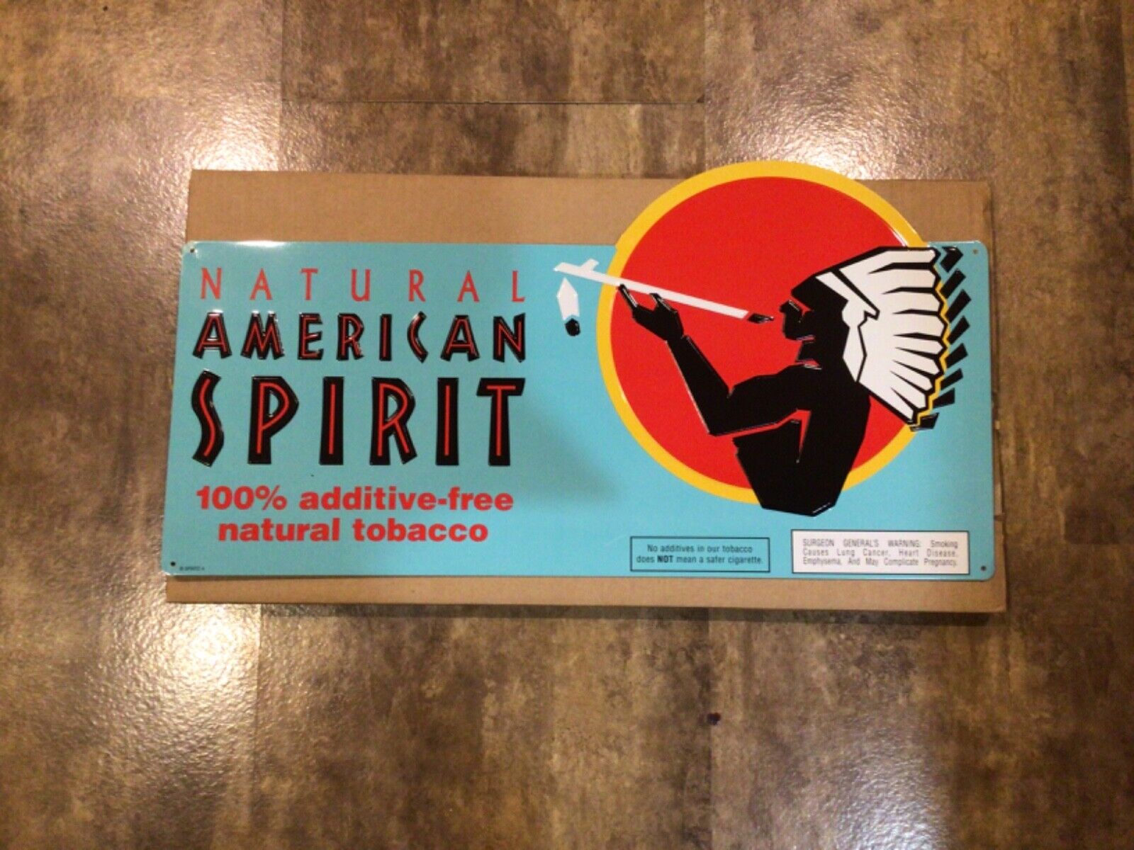 Vintage Natural American Spirit Cigarette Metal Tin Sign Nib