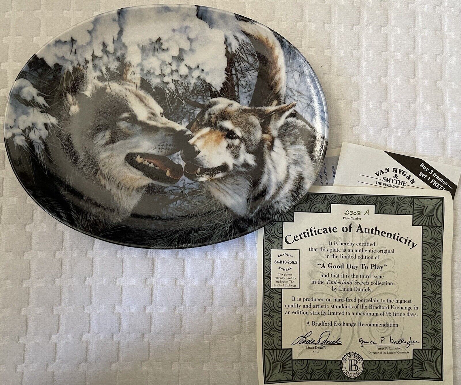 Vtg '95 Bradford Timberland Secrets #3 "a Good Day To Play" Wolf Collector Plate