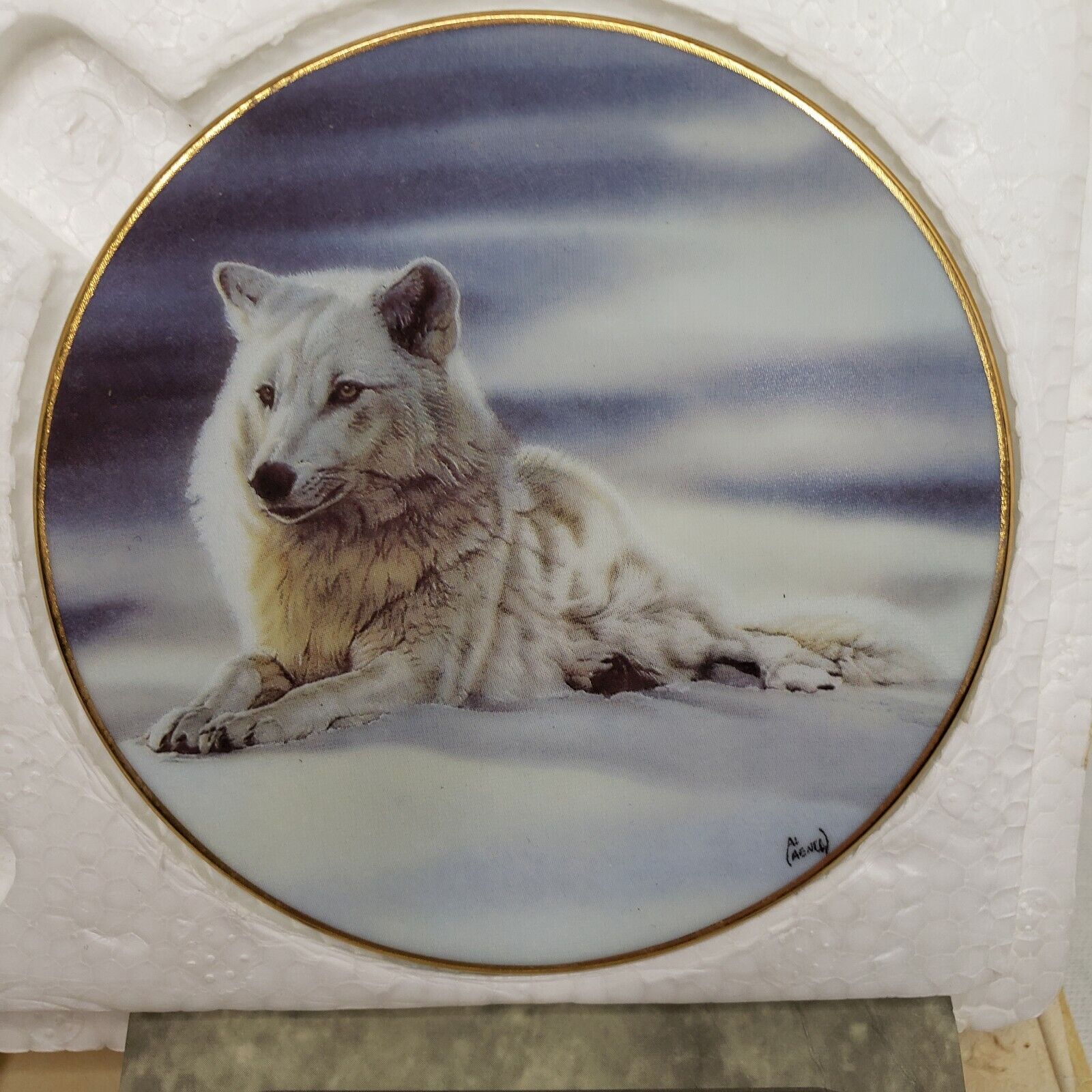 Hamilton Collection Wolf Plates Set Of 2 Solitude A Second Glance 3 1/2 In 1998