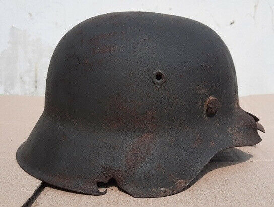 Wwii German Helmet M42 Battle Damage
